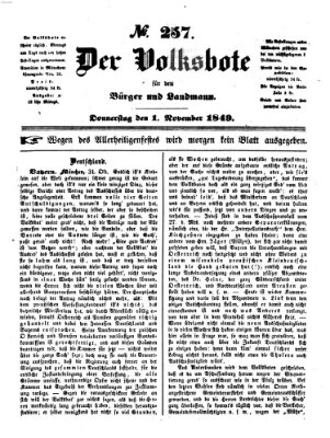 Der Volksbote für den Bürger und Landmann Donnerstag 1. November 1849