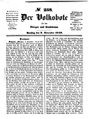 Der Volksbote für den Bürger und Landmann Samstag 3. November 1849