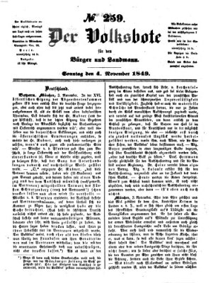 Der Volksbote für den Bürger und Landmann Sonntag 4. November 1849