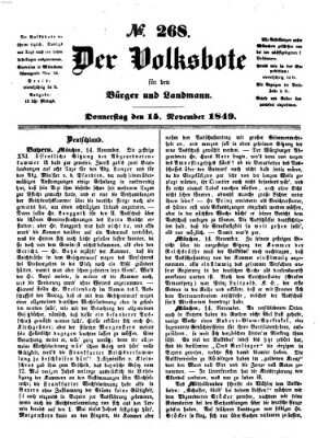 Der Volksbote für den Bürger und Landmann Donnerstag 15. November 1849