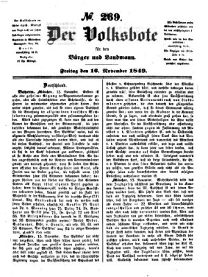 Der Volksbote für den Bürger und Landmann Freitag 16. November 1849