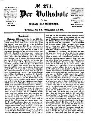 Der Volksbote für den Bürger und Landmann Sonntag 18. November 1849