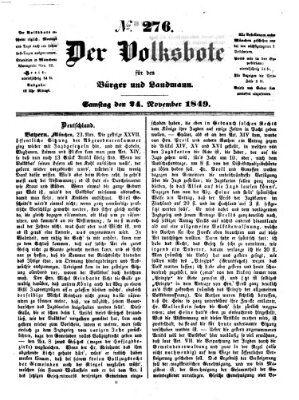 Der Volksbote für den Bürger und Landmann Samstag 24. November 1849