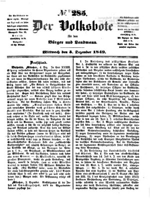 Der Volksbote für den Bürger und Landmann Mittwoch 5. Dezember 1849