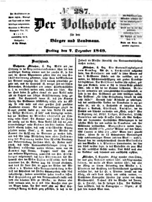 Der Volksbote für den Bürger und Landmann Freitag 7. Dezember 1849