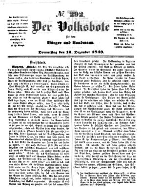 Der Volksbote für den Bürger und Landmann Donnerstag 13. Dezember 1849