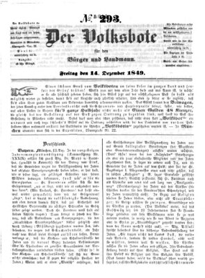 Der Volksbote für den Bürger und Landmann Freitag 14. Dezember 1849