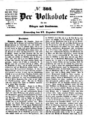 Der Volksbote für den Bürger und Landmann Donnerstag 27. Dezember 1849