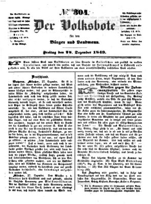 Der Volksbote für den Bürger und Landmann Freitag 28. Dezember 1849