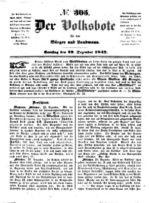 Der Volksbote für den Bürger und Landmann Samstag 29. Dezember 1849