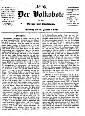 Der Volksbote für den Bürger und Landmann Sonntag 6. Januar 1850