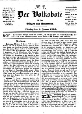 Der Volksbote für den Bürger und Landmann Dienstag 8. Januar 1850