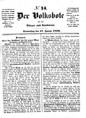 Der Volksbote für den Bürger und Landmann Donnerstag 17. Januar 1850