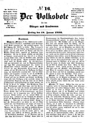 Der Volksbote für den Bürger und Landmann Freitag 18. Januar 1850