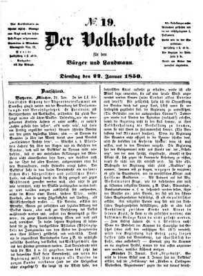 Der Volksbote für den Bürger und Landmann Dienstag 22. Januar 1850