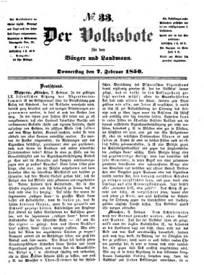 Der Volksbote für den Bürger und Landmann Donnerstag 7. Februar 1850