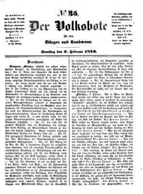 Der Volksbote für den Bürger und Landmann Samstag 9. Februar 1850