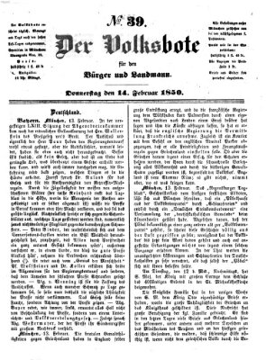 Der Volksbote für den Bürger und Landmann Donnerstag 14. Februar 1850