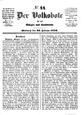 Der Volksbote für den Bürger und Landmann Mittwoch 20. Februar 1850