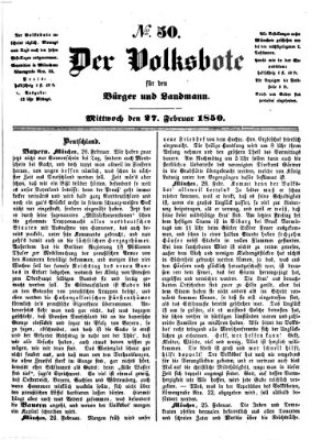 Der Volksbote für den Bürger und Landmann Mittwoch 27. Februar 1850