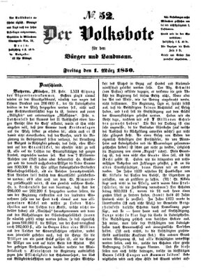 Der Volksbote für den Bürger und Landmann Freitag 1. März 1850