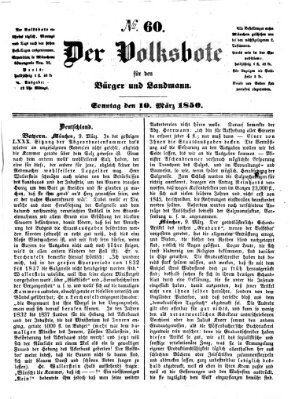 Der Volksbote für den Bürger und Landmann Sonntag 10. März 1850