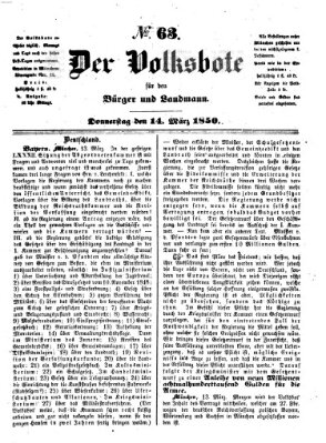 Der Volksbote für den Bürger und Landmann Donnerstag 14. März 1850