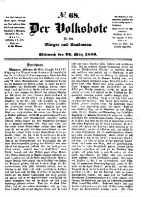 Der Volksbote für den Bürger und Landmann Mittwoch 20. März 1850