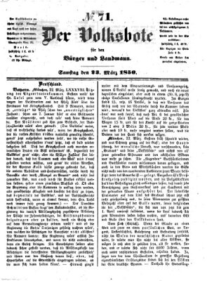 Der Volksbote für den Bürger und Landmann Samstag 23. März 1850