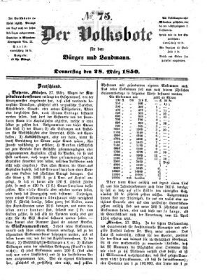 Der Volksbote für den Bürger und Landmann Donnerstag 28. März 1850