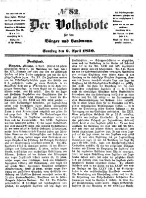 Der Volksbote für den Bürger und Landmann Samstag 6. April 1850