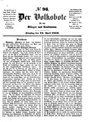 Der Volksbote für den Bürger und Landmann Dienstag 23. April 1850