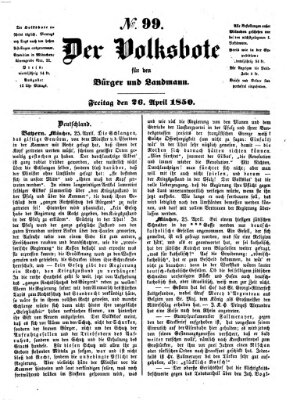 Der Volksbote für den Bürger und Landmann Freitag 26. April 1850