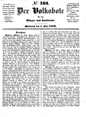 Der Volksbote für den Bürger und Landmann Mittwoch 1. Mai 1850