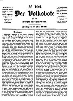 Der Volksbote für den Bürger und Landmann Freitag 3. Mai 1850