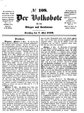 Der Volksbote für den Bürger und Landmann Dienstag 7. Mai 1850