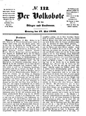 Der Volksbote für den Bürger und Landmann Sonntag 12. Mai 1850