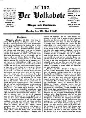 Der Volksbote für den Bürger und Landmann Samstag 18. Mai 1850