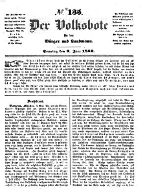 Der Volksbote für den Bürger und Landmann Sonntag 9. Juni 1850