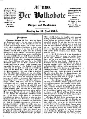 Der Volksbote für den Bürger und Landmann Samstag 15. Juni 1850