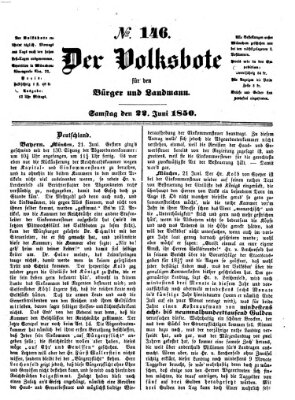 Der Volksbote für den Bürger und Landmann Samstag 22. Juni 1850