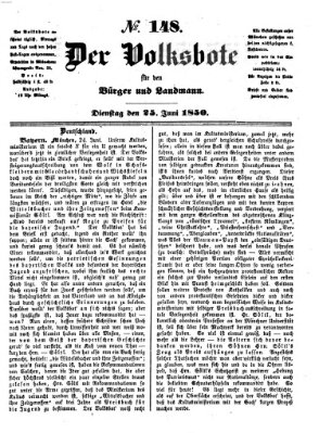 Der Volksbote für den Bürger und Landmann Dienstag 25. Juni 1850