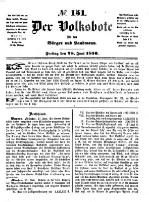 Der Volksbote für den Bürger und Landmann Freitag 28. Juni 1850