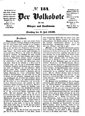 Der Volksbote für den Bürger und Landmann Dienstag 2. Juli 1850