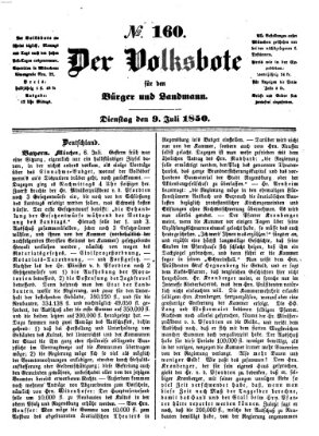 Der Volksbote für den Bürger und Landmann Dienstag 9. Juli 1850