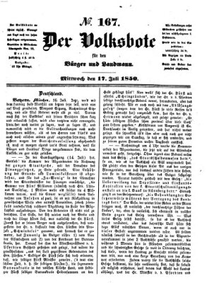 Der Volksbote für den Bürger und Landmann Mittwoch 17. Juli 1850