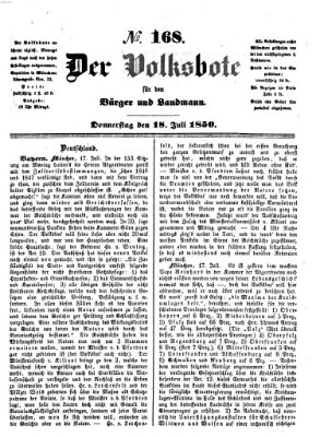 Der Volksbote für den Bürger und Landmann Donnerstag 18. Juli 1850