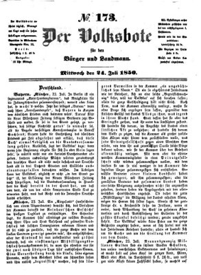 Der Volksbote für den Bürger und Landmann Mittwoch 24. Juli 1850