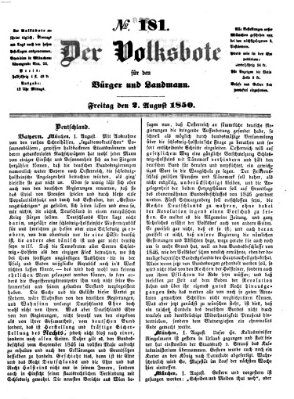 Der Volksbote für den Bürger und Landmann Freitag 2. August 1850