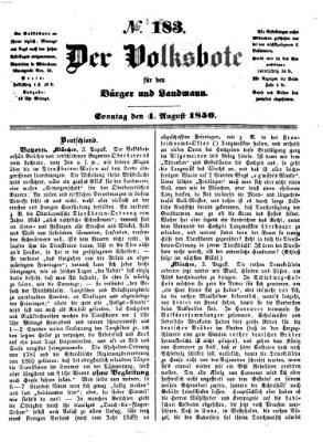 Der Volksbote für den Bürger und Landmann Sonntag 4. August 1850